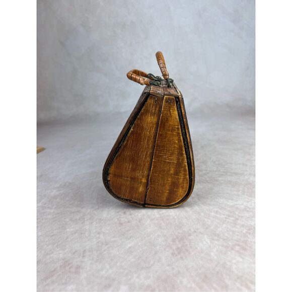 Vintage Wooden and Metal Purse Mod 1960s 1970s Handbag - Picture 5 of 9